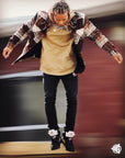 In Between The Line Shirt Jacket - Plaid - Java & Toffee