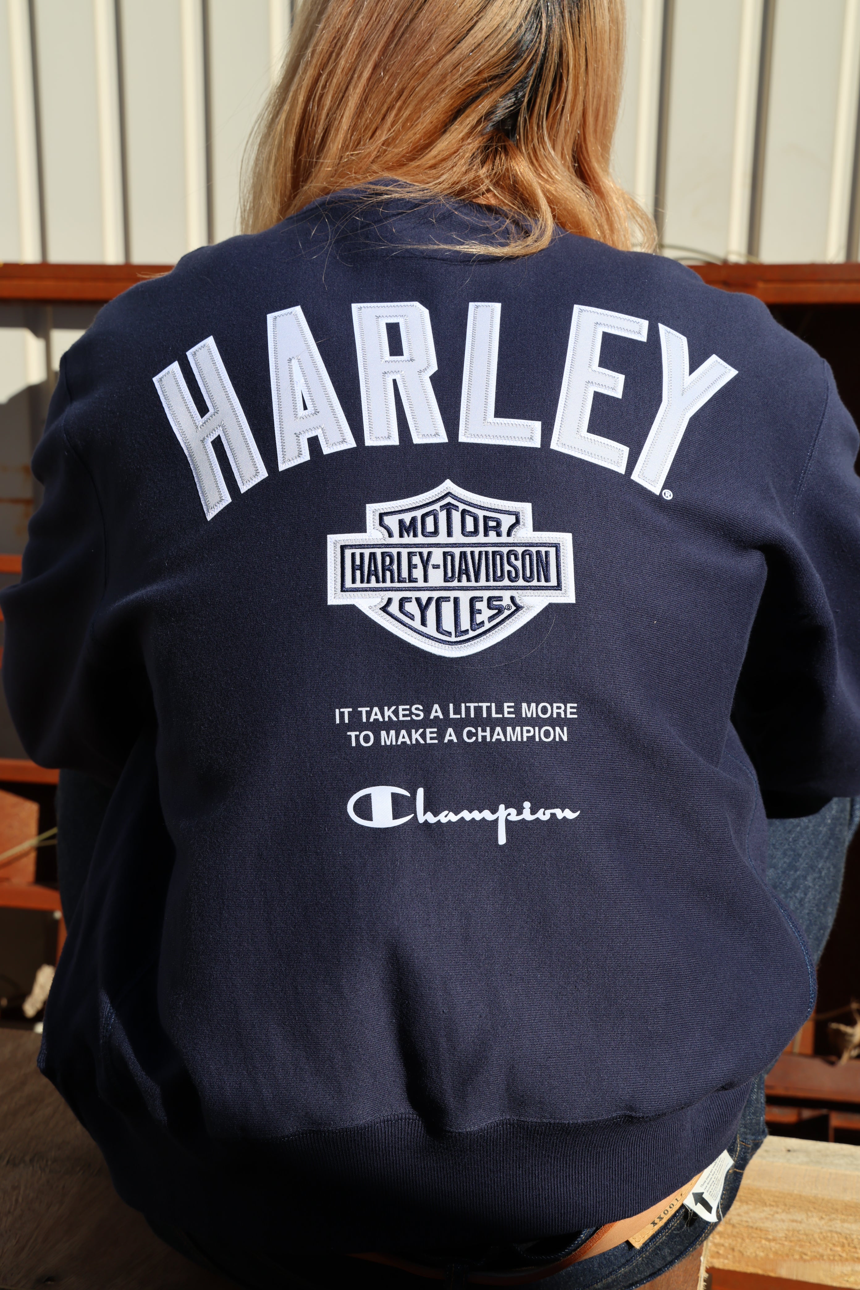 Champion x Harley-Davidson Fanatic Crew Neck Sweatshirt Navy Champion