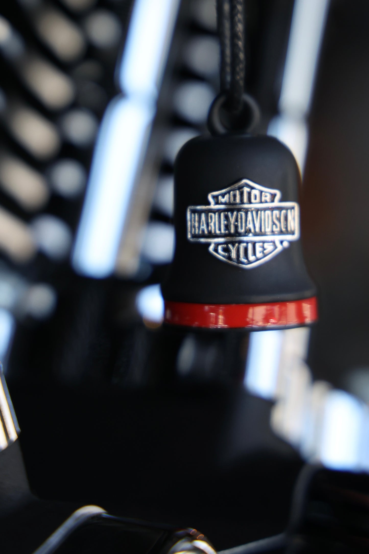 Bar & Shield Ride Bell Matte Black w/ Red Stripe HRB101