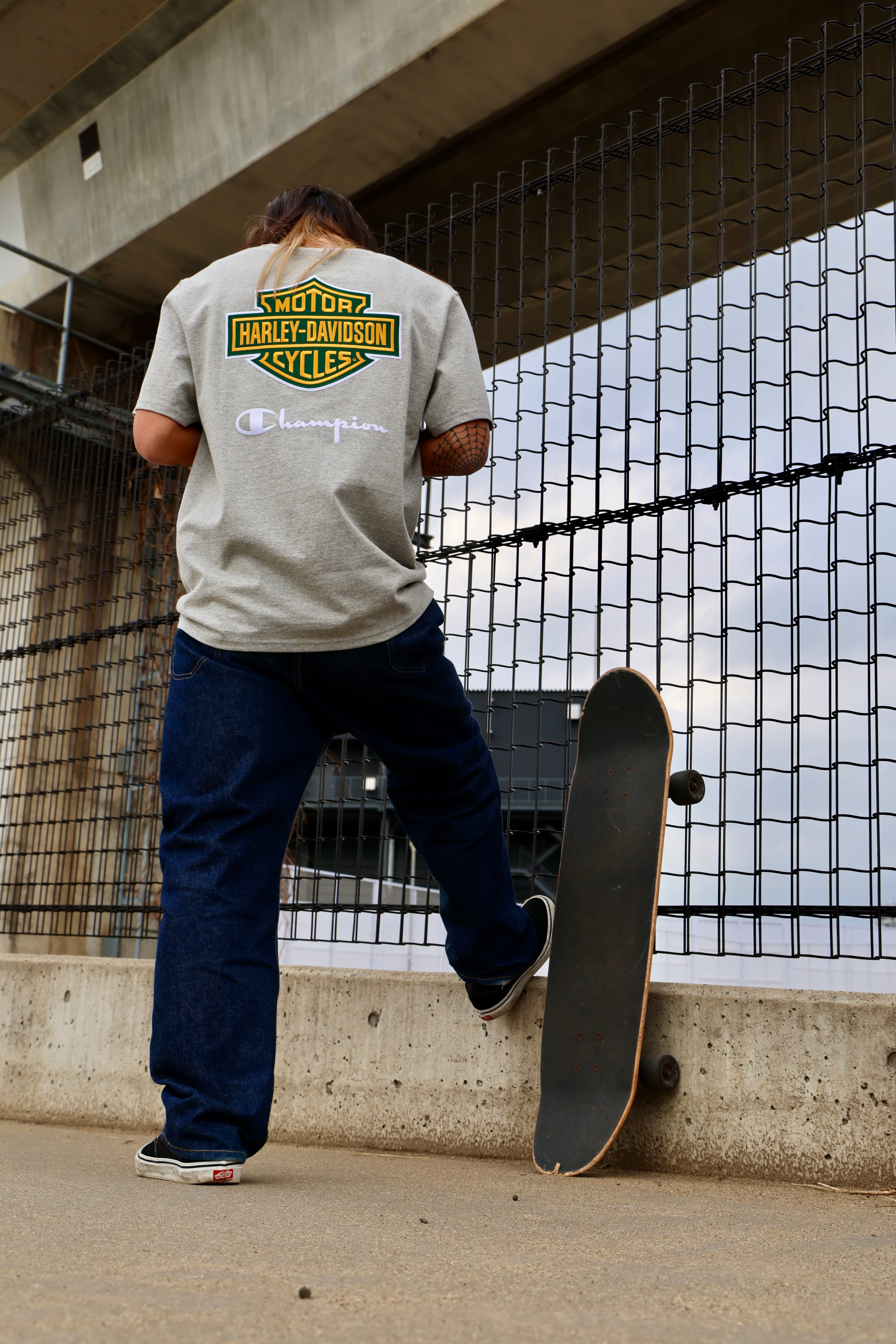 Champion x Harley-Davidson Fanatic Tee Grey Heather & Dark Green