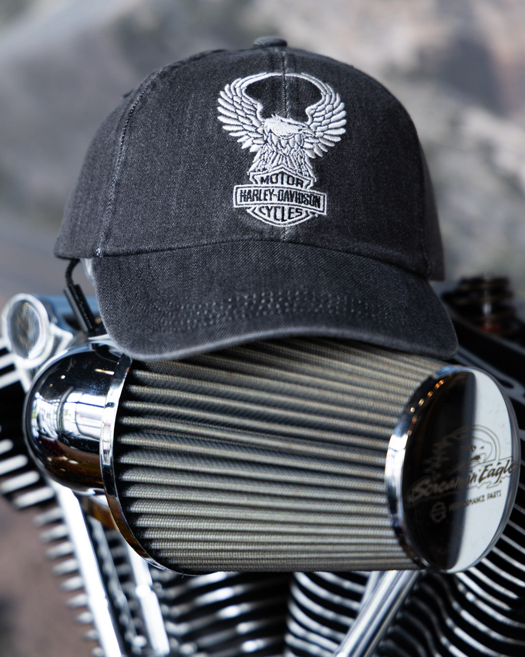 Harley-Davidson® Freedom Eagle Baseball Cap - Washed Black【97705