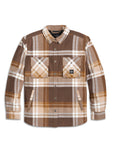 In Between The Line Shirt Jacket - Plaid - Java & Toffee