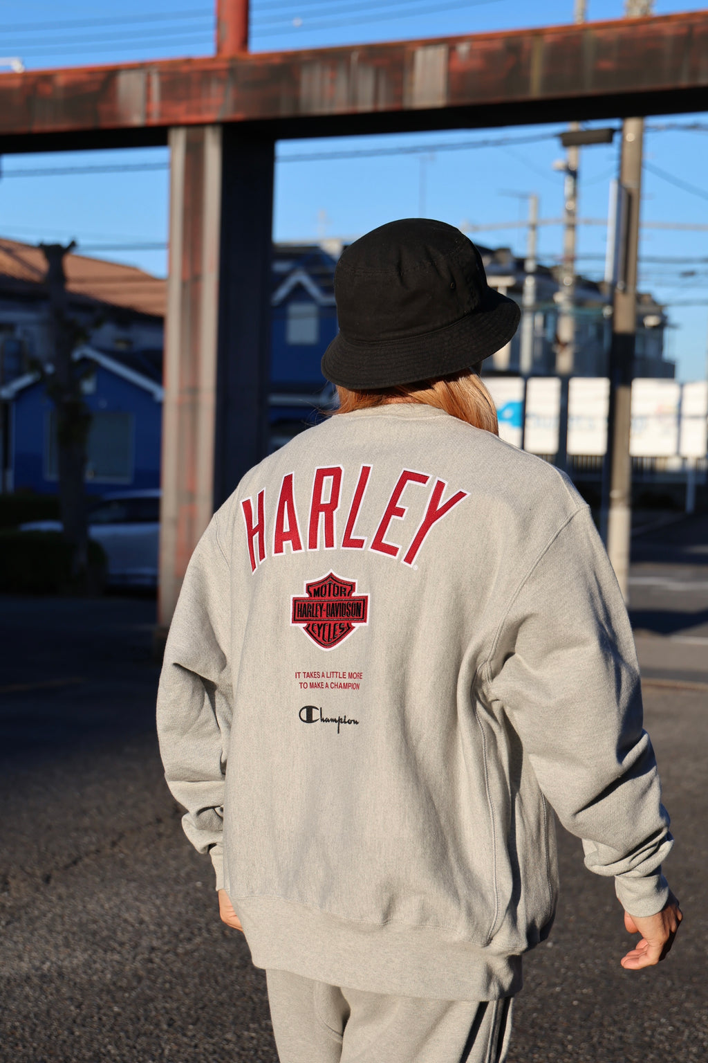 Champion x Harley-Davidson Fanatic Crew Neck Sweatshirt Grey Heather Champion