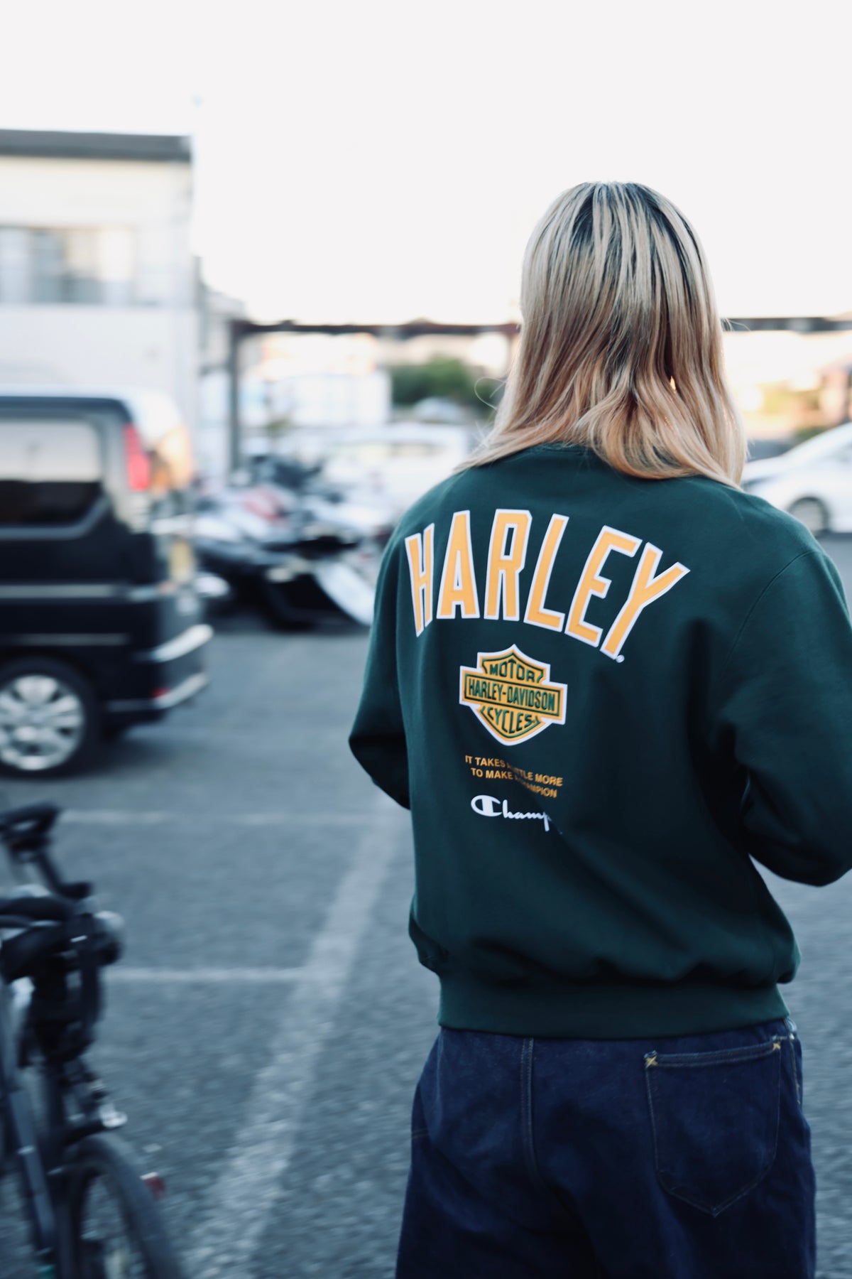 Champion x Harley-Davidson Fanatic Crew Neck Sweatshirt Dark Green 