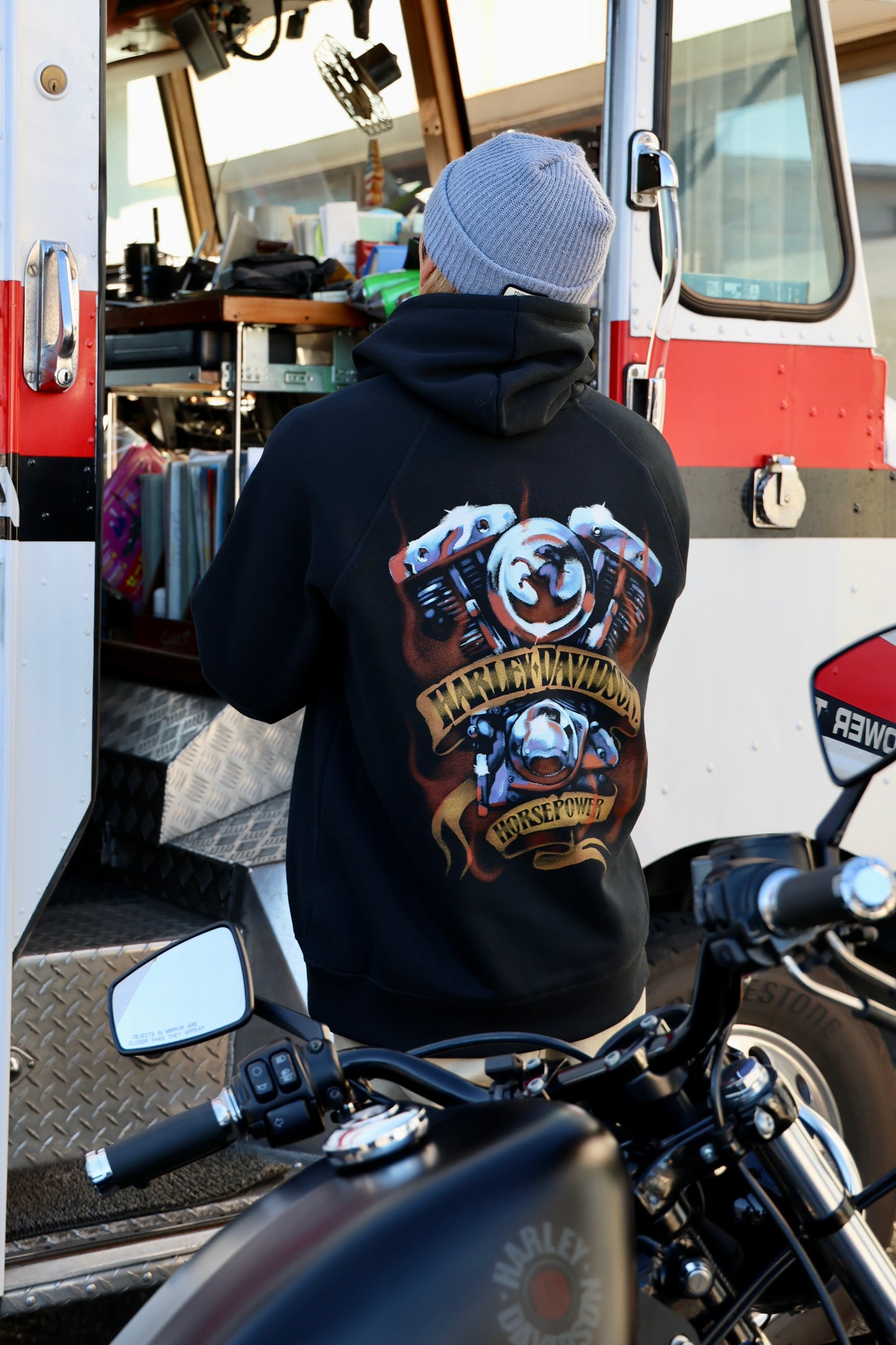 Loaded with Horsepower Raglan Hoodie - Harley Black