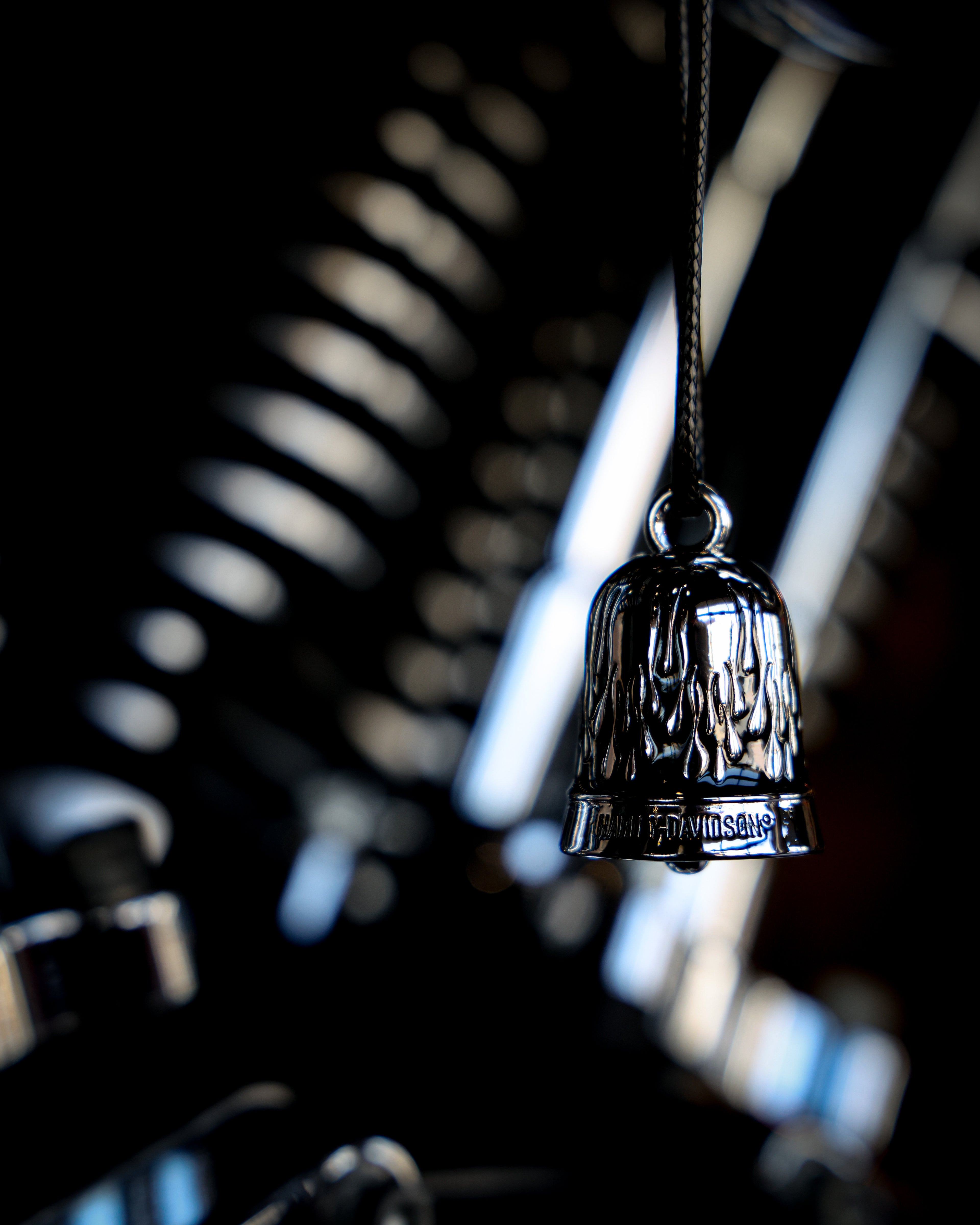 Harley-Davidson® Contrasting Black Flames Ride Bell - Silver Plating