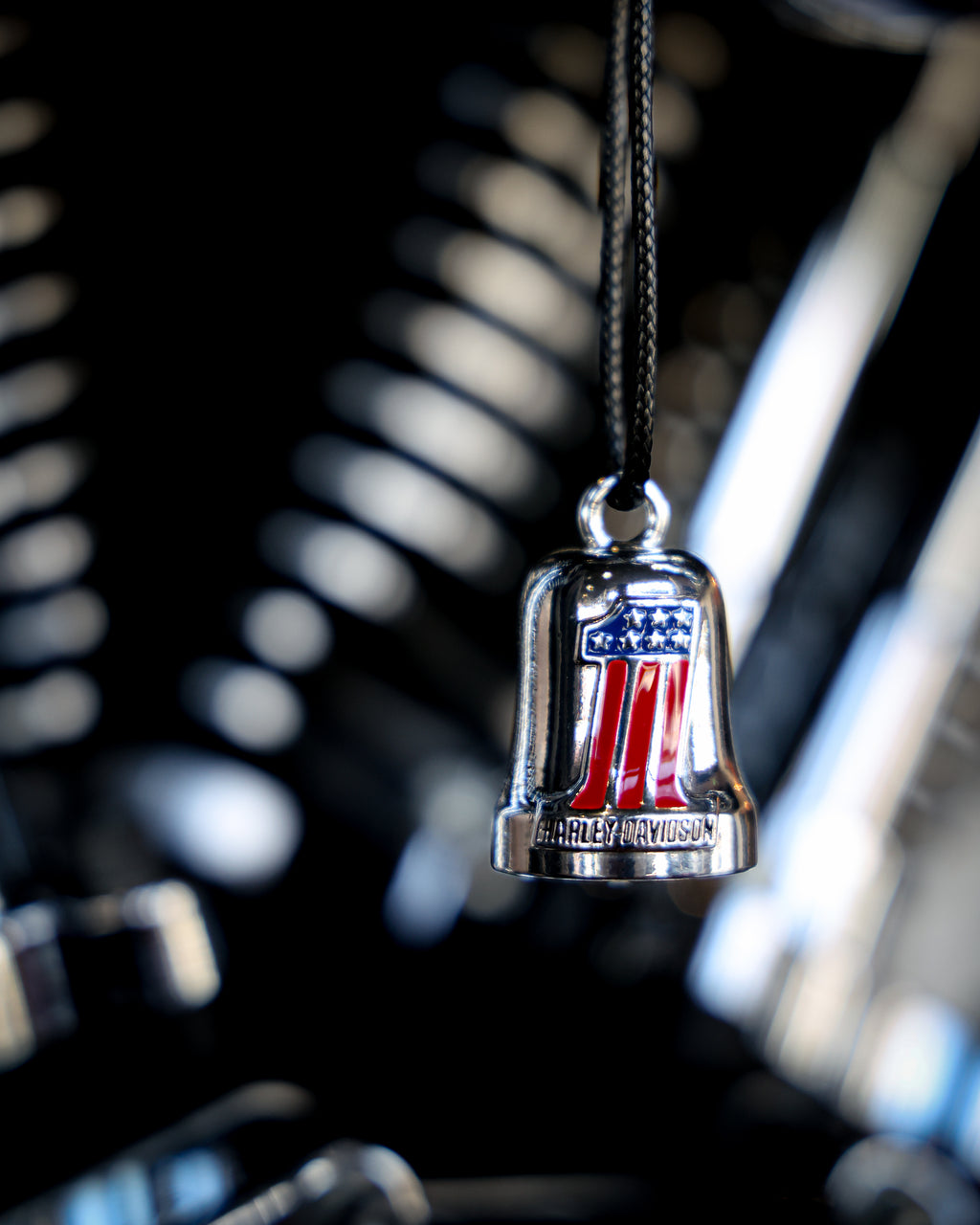 Harley-Davidson® H-D Red White & Blue #1 Racing Logo Ride Bell – Silver Finish