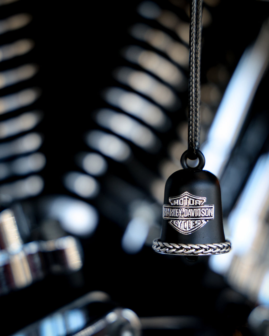 Harley-Davidson® Embossed Bar & Shield Logo Ride Bell With Braided Base, Black