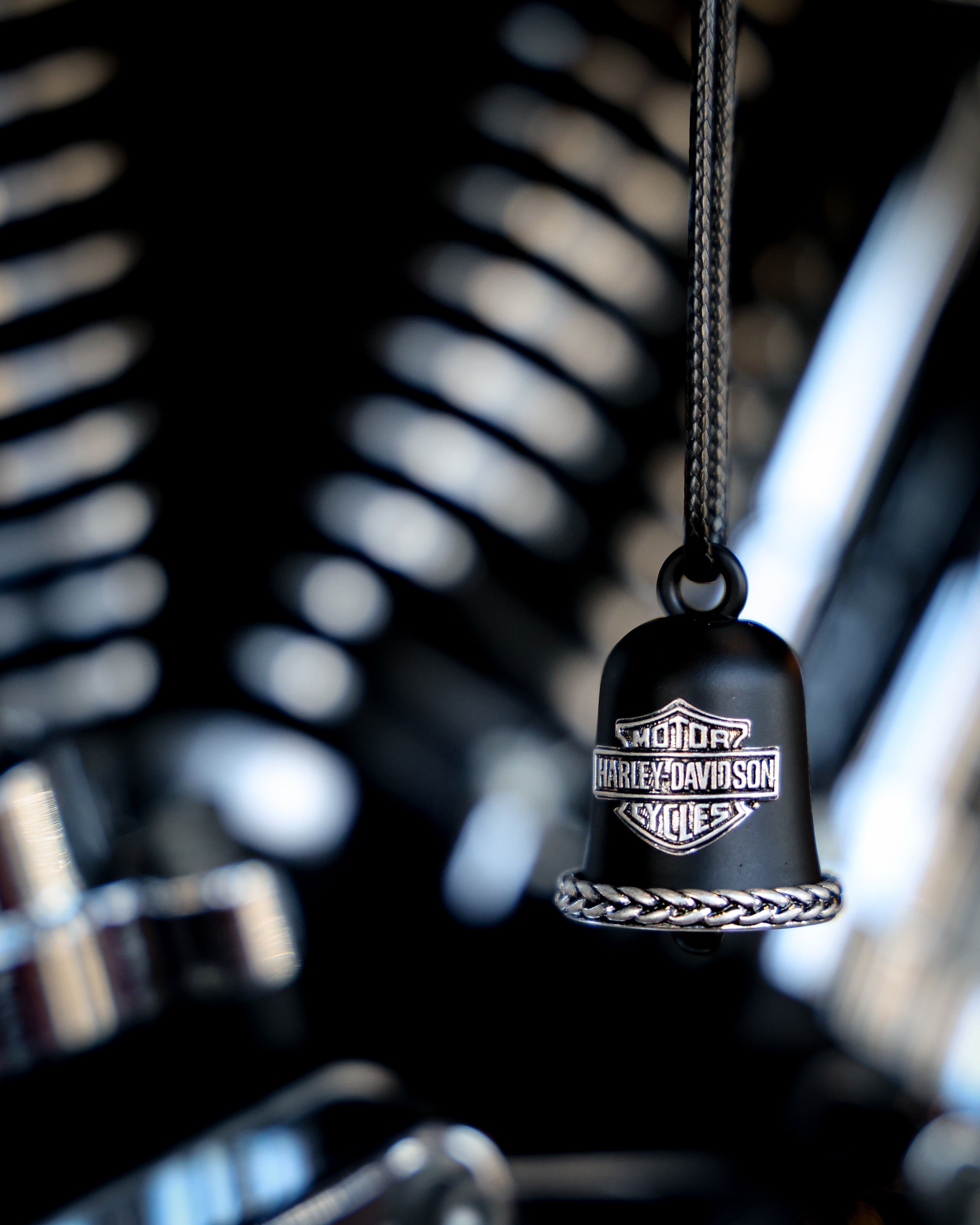 Harley-Davidson® Embossed Bar & Shield Logo Ride Bell With Braided Base, Black
