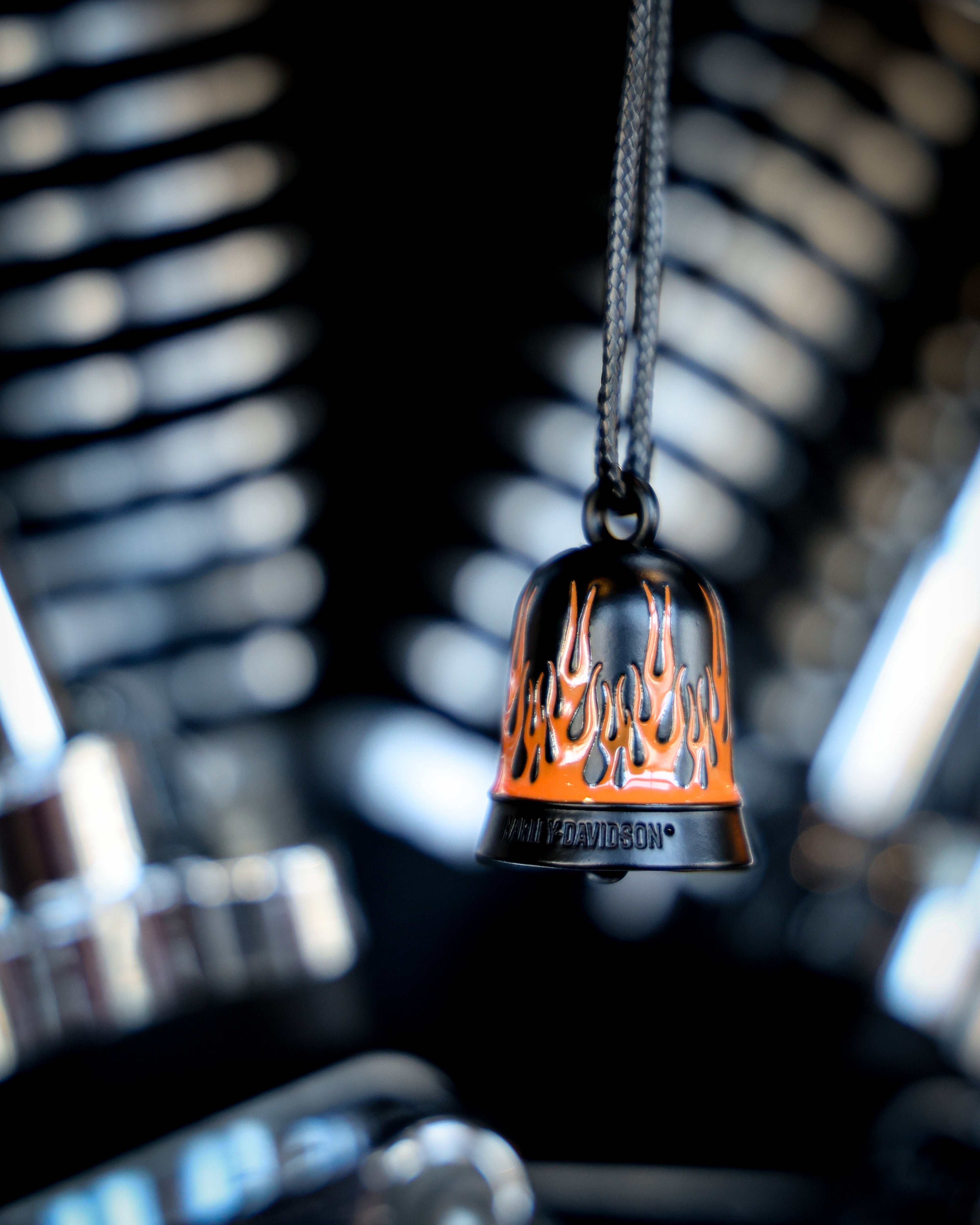 Harley-Davidson® Flames Engraved H-D Script Ride Bell, Orange & Black