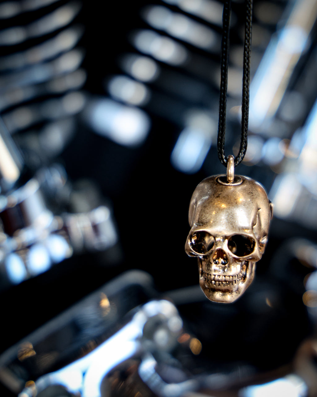 Harley-Davidson® Engraved Bar & Shield Skull Head Ride Bell, Gold Plated