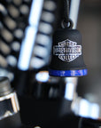 Bar & Shield Ride Bell Matte Black w/ Blue Stripe HRB096