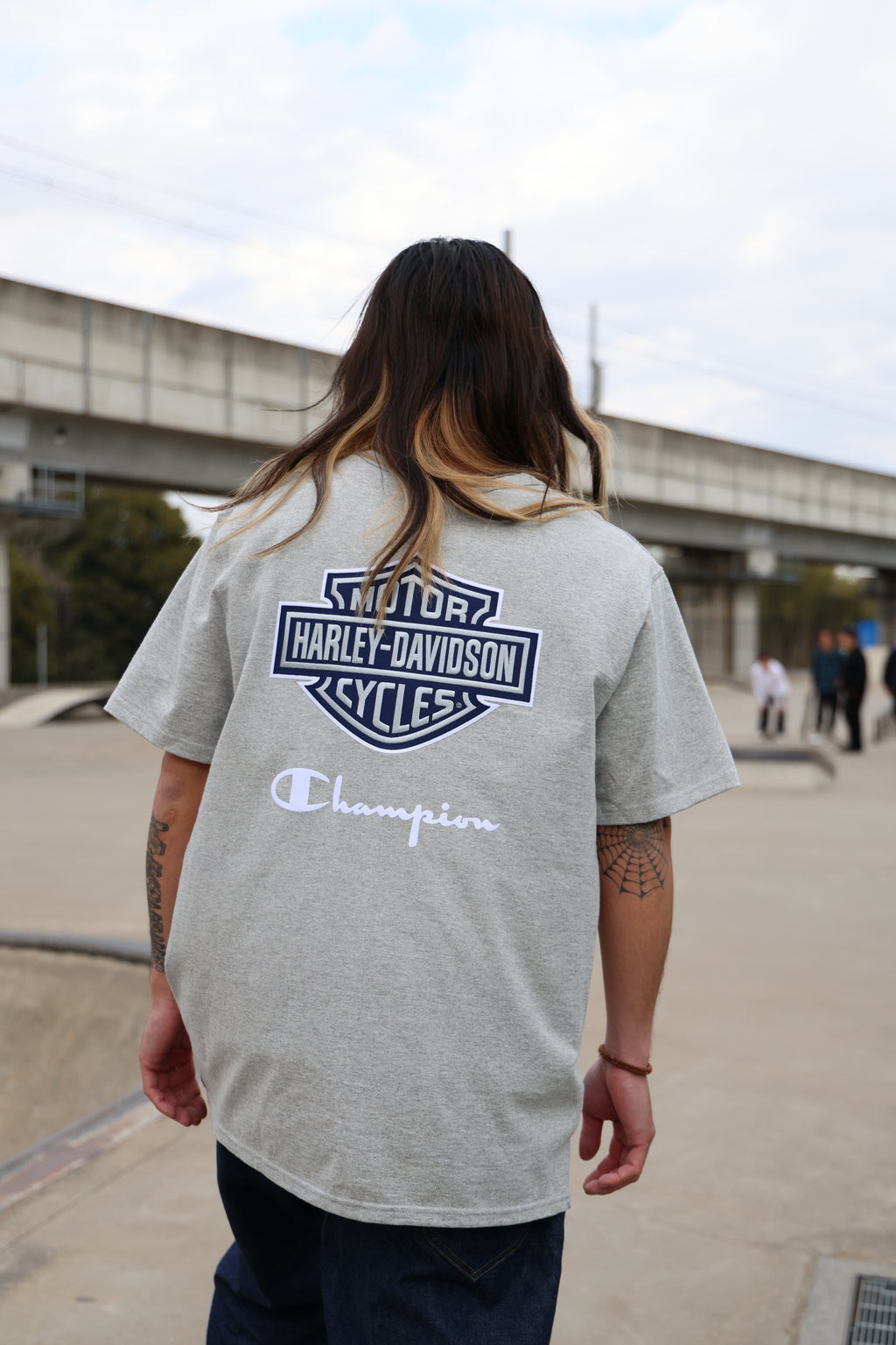 Champion x Harley-Davidson Fanatic Tee Grey Heather & Navy