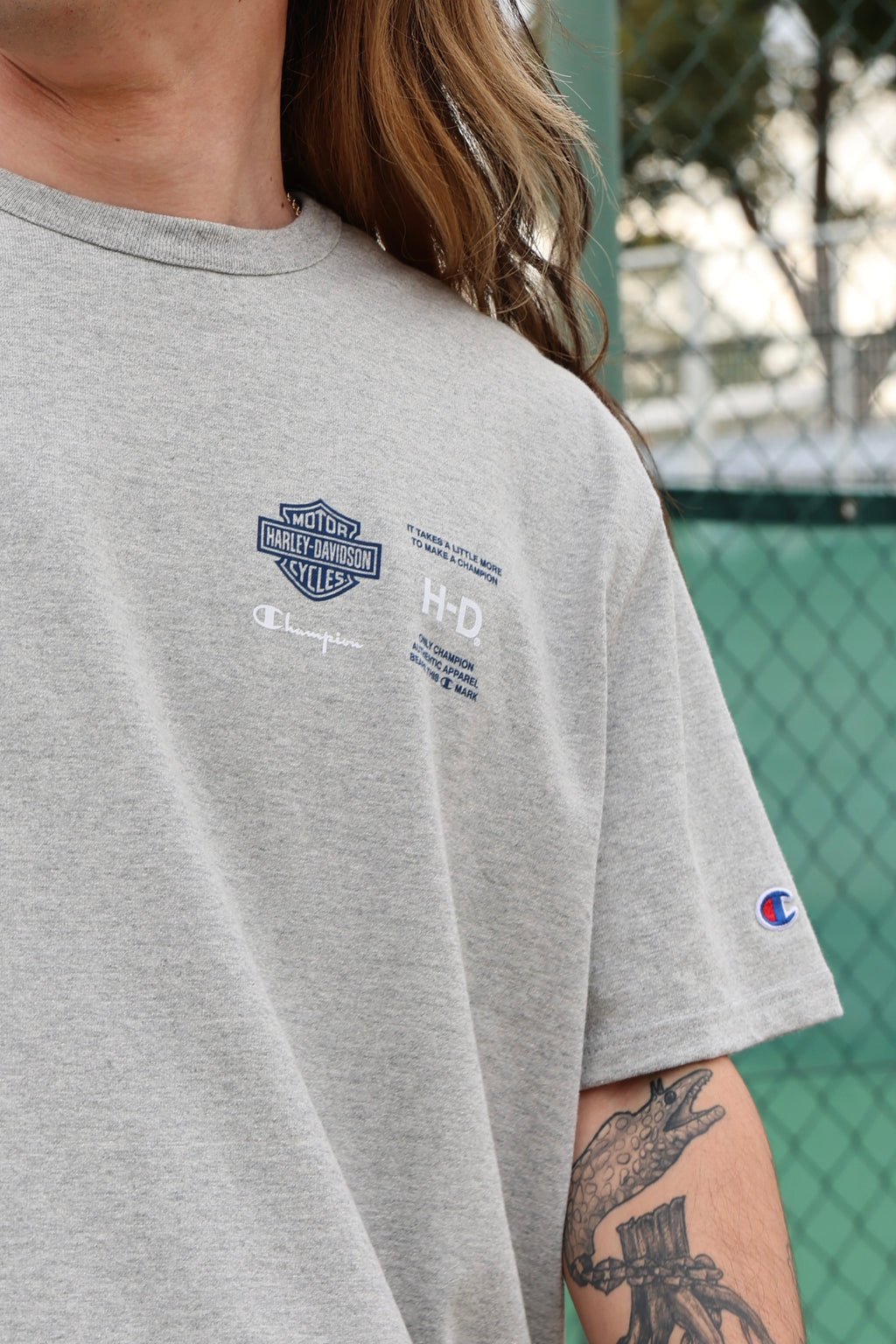 Champion x Harley-Davidson Fanatic Tee Grey Heather & Navy