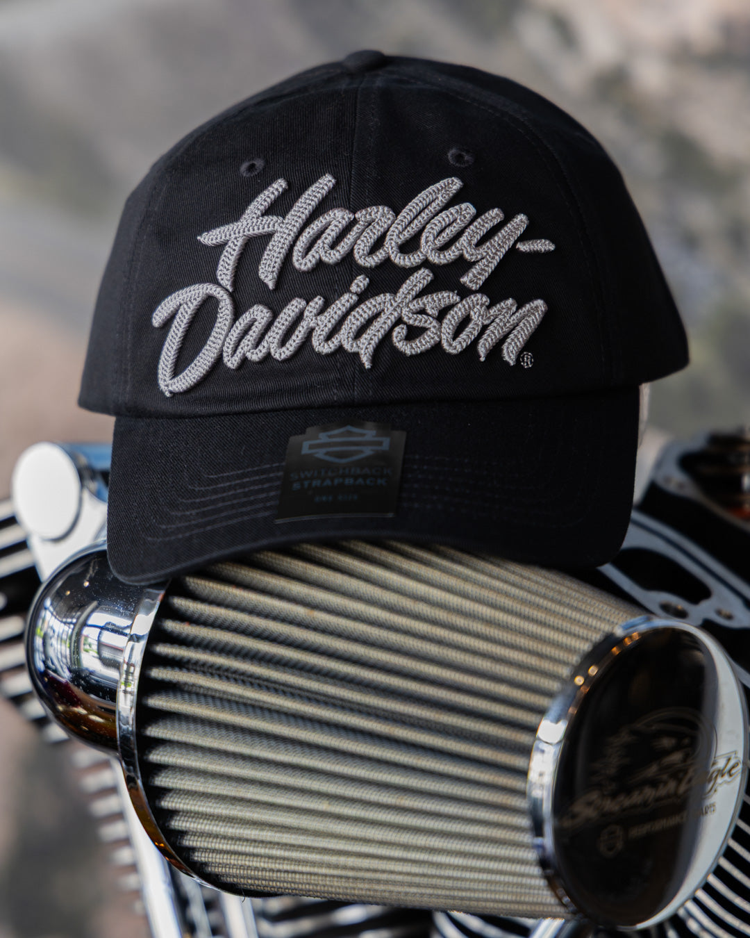 Harley-Davidson® Chain stitched Switchback Adjustable Cap - Harley Black【97633-26VM】