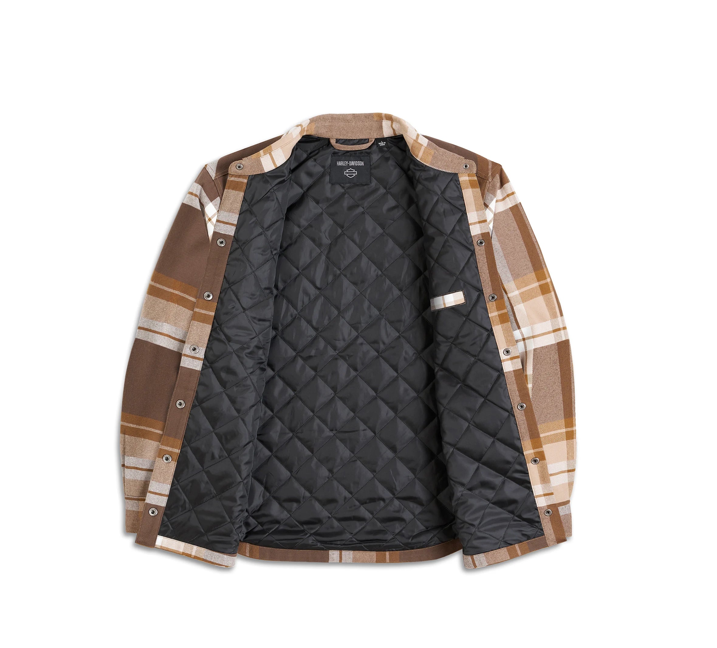 In Between The Line Shirt Jacket - Plaid - Java & Toffee
