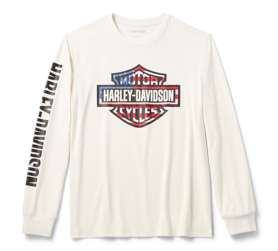 Harley-Davidson® Men's Stars &amp; Stripes Long Sleeve WHT