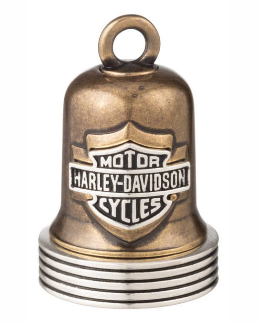 Harley-Davidson® Two-Tone Bar & Shield With Striped Edge Ride Bell With Tie, Gold