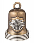 Harley-Davidson® Two-Tone Bar & Shield With Striped Edge Ride Bell With Tie, Gold
