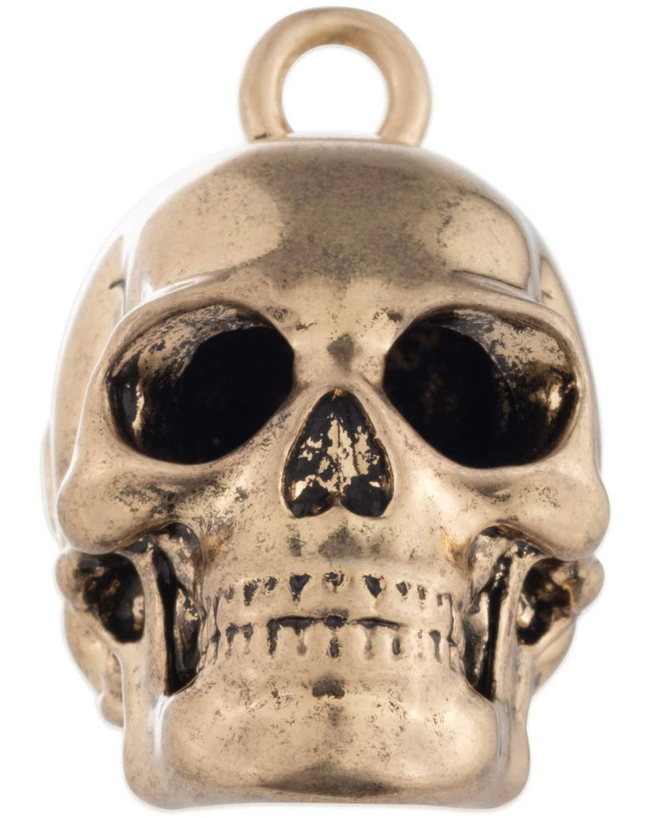 Harley-Davidson® Engraved Bar & Shield Skull Head Ride Bell, Gold Plated