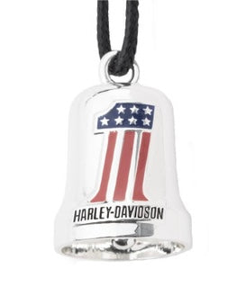 Harley-Davidson® H-D Red White & Blue #1 Racing Logo Ride Bell – Silver Finish