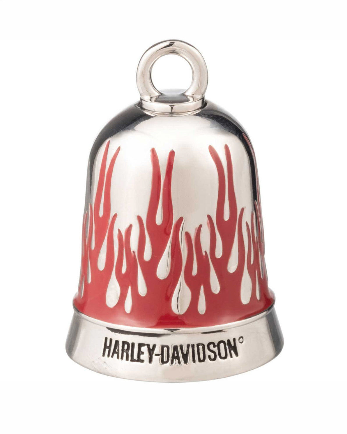 Harley-Davidson® H-D Script Logo With Red Flames Ride Bell With Tie, Silver