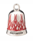 Harley-Davidson® H-D Script Logo With Red Flames Ride Bell With Tie, Silver