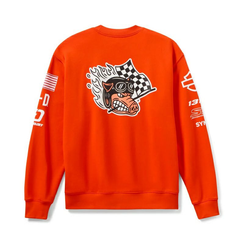 Harley-Davidson® Factory Racing Fanwear Crewneck Sweatshirt-Racing Orange