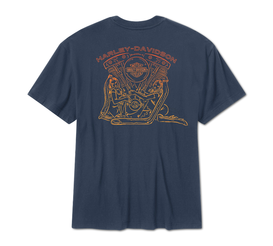 Harley-Davidson® Men's HD Engine Twins Short Sleeve Tee - Mood Indigo