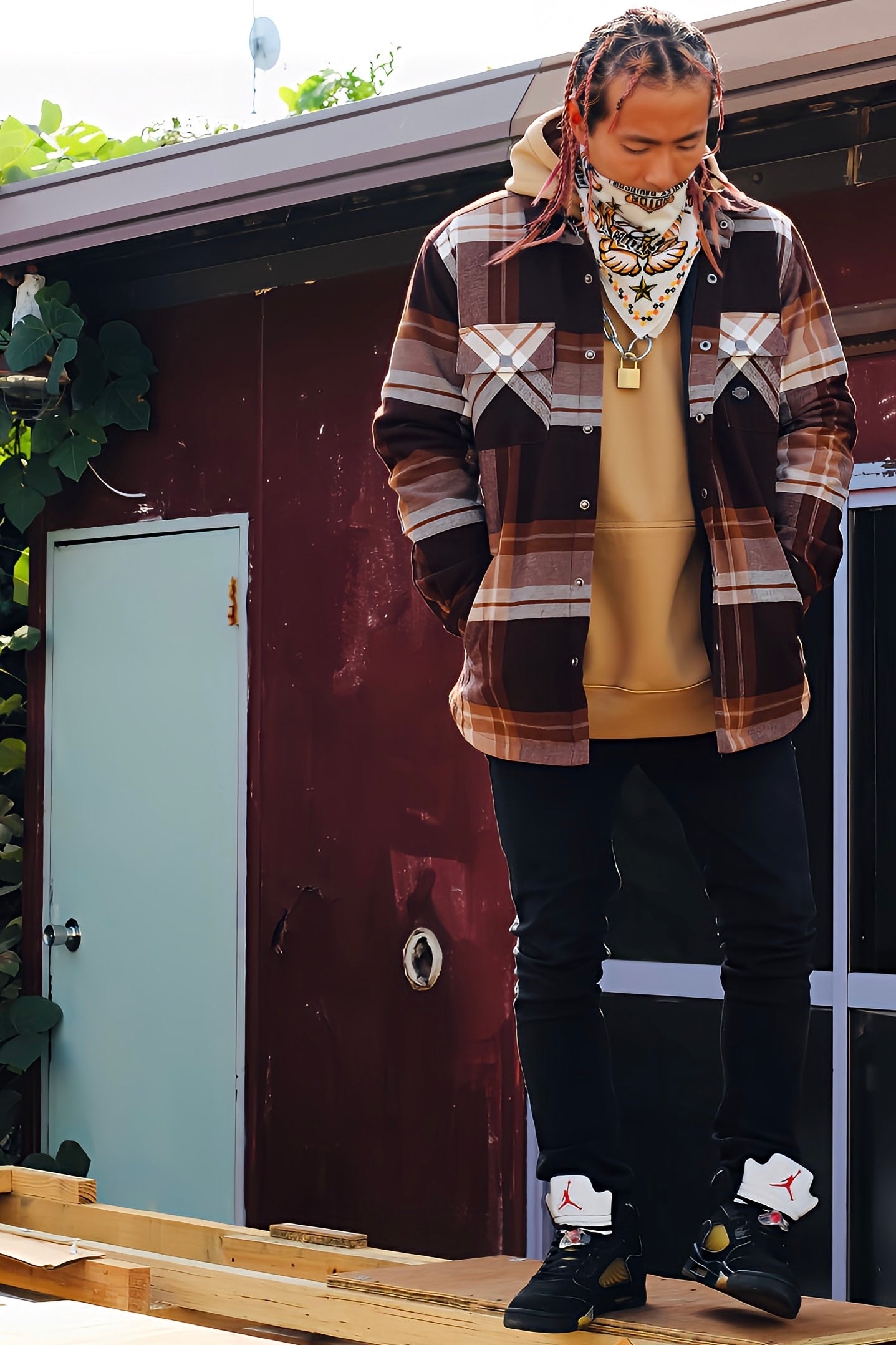 In Between The Line Shirt Jacket - Plaid - Java & Toffee