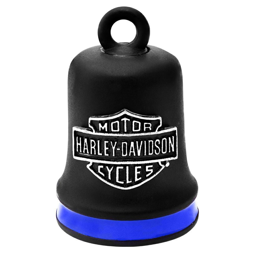 Bar & Shield Ride Bell Matte Black w/ Blue Stripe HRB096